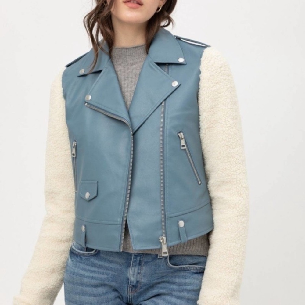 NWOT LOVE TREE Vegan Leather Teddy Moto Jacket🎄